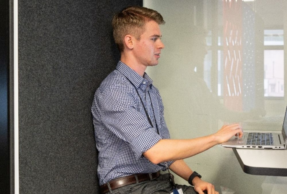 Inland revenue Rory working on a desk