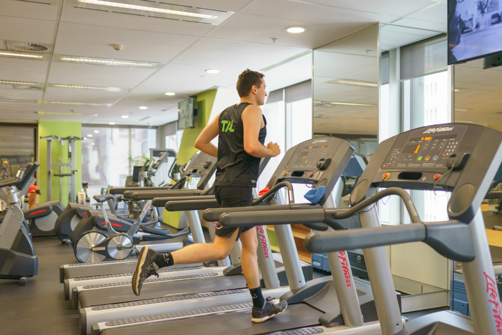 TAL Australia Matthew Larkin working out in their on-site gym