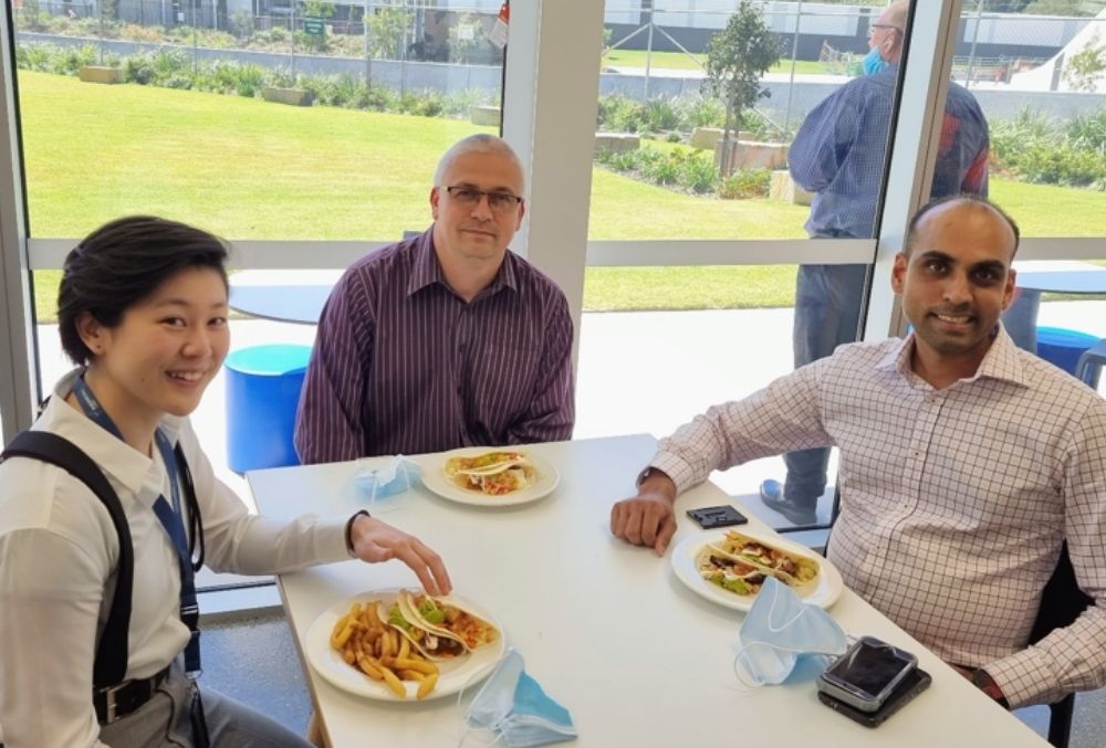 Rheinmetall Defence -Cindy Lim eating lunch with her colleagues 