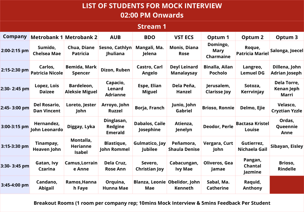 UE Nov. VCF | Mock Interview - Stream 1