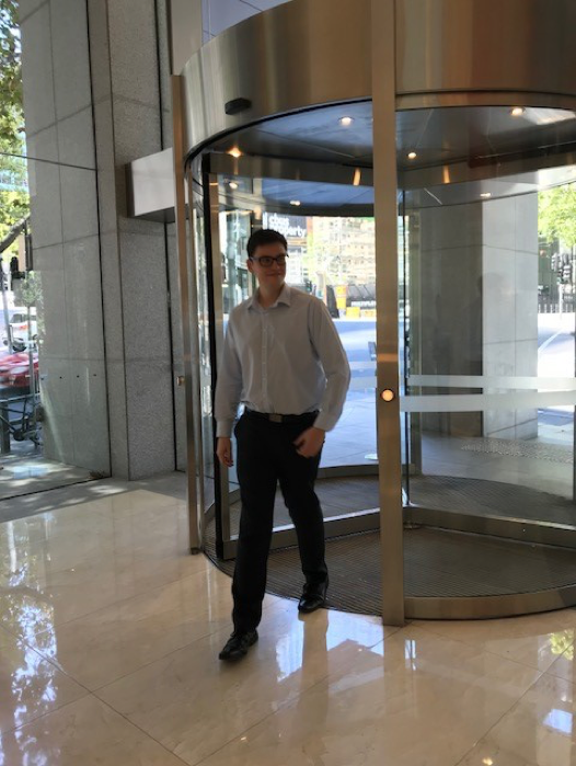 Pitcher Partners Hayden Taylor arriving at the office